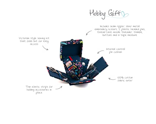 Hobby Gift Filled Sewing Kit - Victorian Style Square - 10.5 x 10.5 x 12.5cm