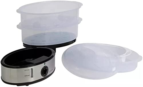 Cookworks XJ-10303 3 Bowl Electric Steamer Makes Nutritious Food Prep Easy - White