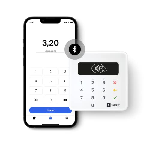 sumup Air mobile card terminal for contactless payments with Credit & Debit Card, Apple & Google Pay - NFC RFID money card reader - practical credit card reader