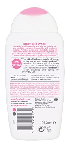 Femfresh Ultimate Care Soothing Wash, pH Balanced Feminine Wash with Hydrating Cranberry and Cornflower Extracts, Intimate Wash with Probiotics and Long-Lasting MULTIActif Complex