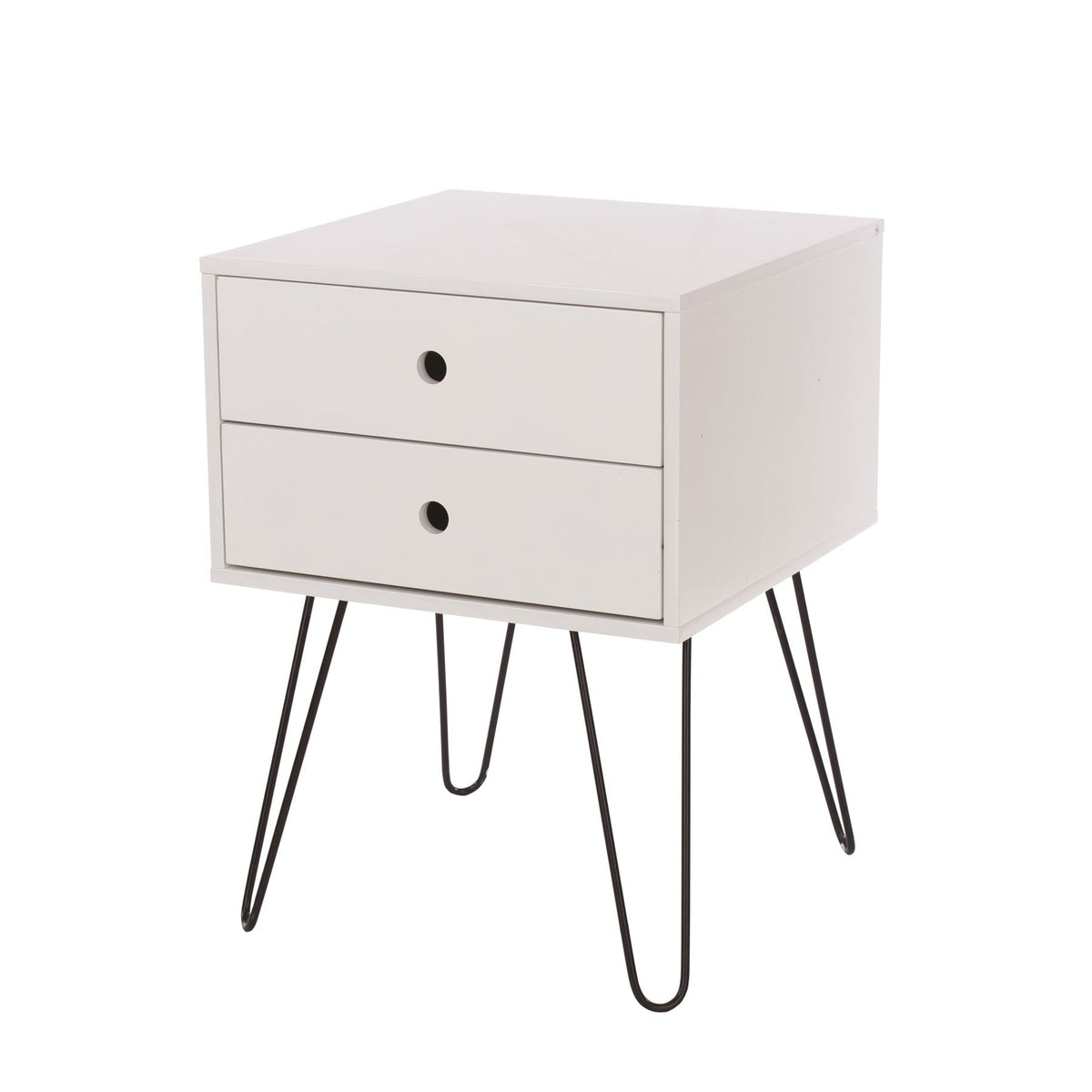 Options White Telford White & Metal 2 Drawer Bedside Cabinet