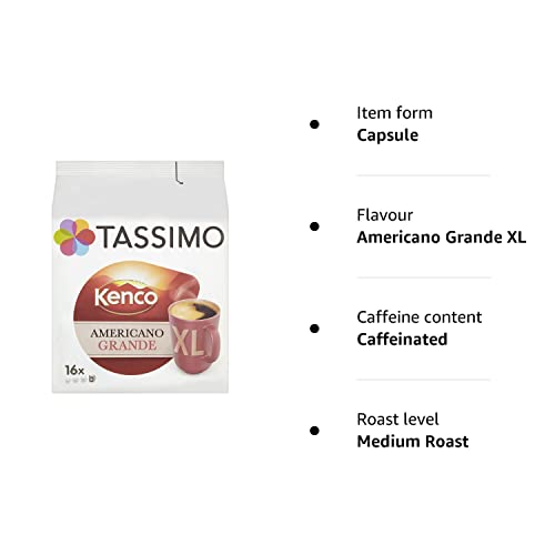 Tassimo Kenco Americano Black Coffee 16 T-Disc Smooth Grande XL Decaff Bundle Variety Pack T Discs Pods Cups Servings