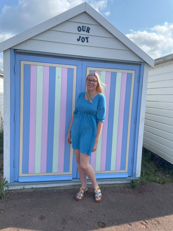 Petite Blue Dress with Pockets – Breastfeeding Friendly