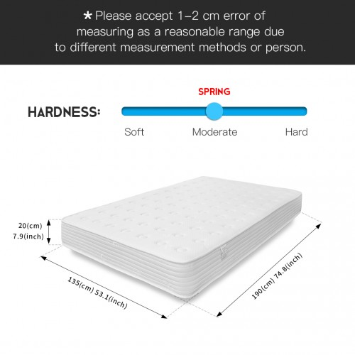 MTS002 - Memory Foam Quilted Sprung Mattress - 135×190×20 cm
