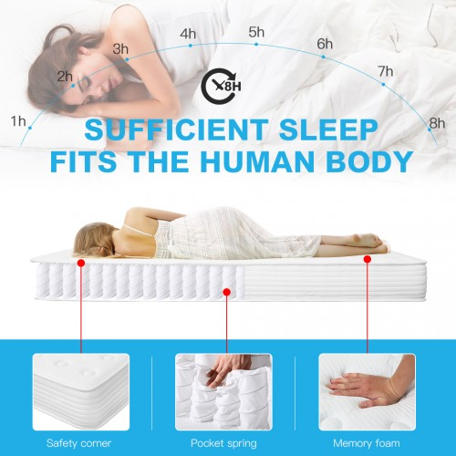 MTS002 - Memory Foam Quilted Sprung Mattress - 135×190×20 cm
