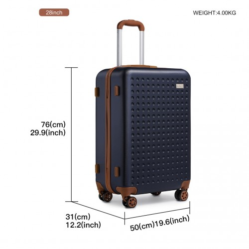 K2394L - Kono 28 Inch Flexible Hard Shell ABS Suitcase With TSA Lock - Navy