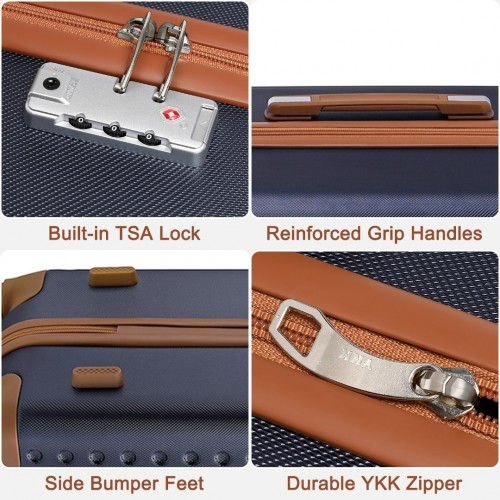 K2394L - Kono 28 Inch Flexible Hard Shell ABS Suitcase With TSA Lock - Navy