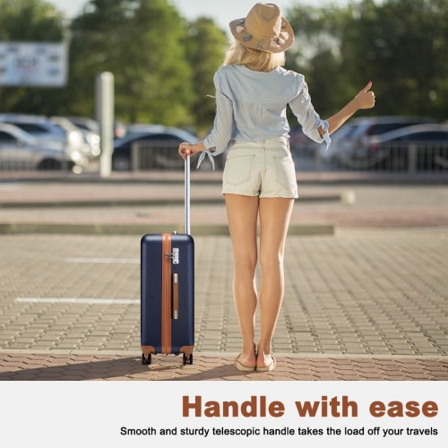 K2394L - Kono 28 Inch Flexible Hard Shell ABS Suitcase With TSA Lock - Navy