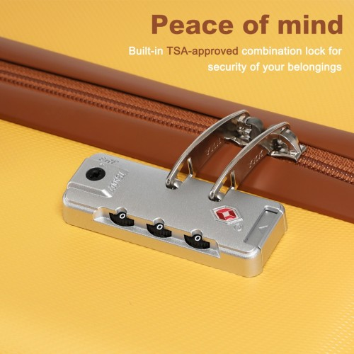 K2394L - Kono 28 Inch Flexible Hard Shell ABS Suitcase With TSA Lock - Yellow