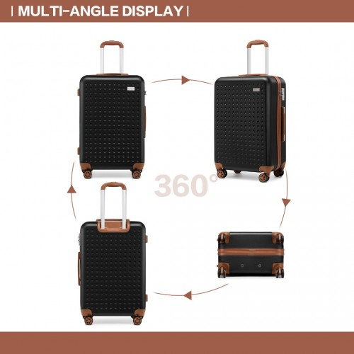 K2394L - Kono 28 Inch Flexible Hard Shell ABS Suitcase With TSA Lock - Black