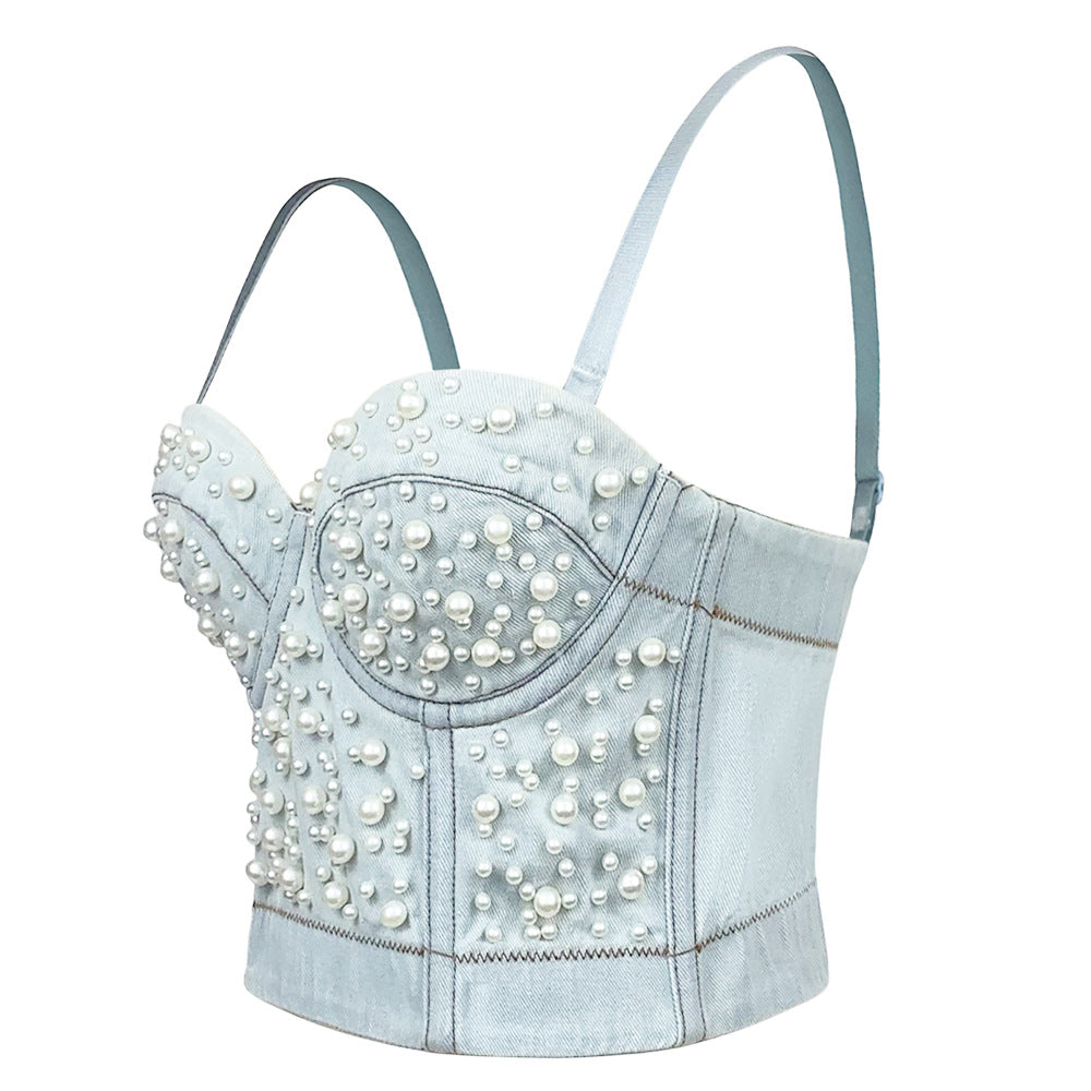 Shapewear Short Outerwear Sexy Womens Denim Bustier Vest