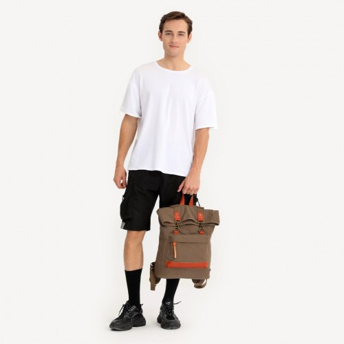 EB2303 - Kono Large Capacity Canvas Casual Travel Backpack - Khaki