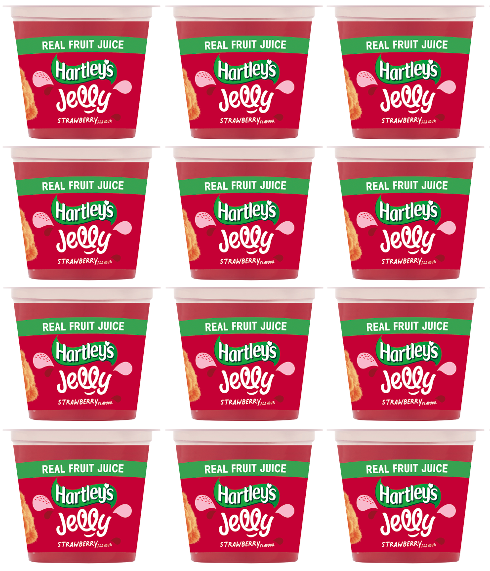 12 x Hartleys Gelee Erdbeergeschmack Becher Rte 125 g