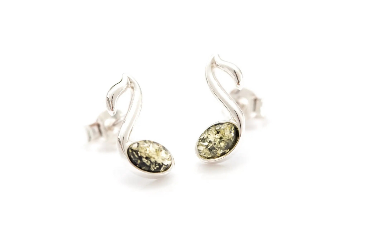 Green Music Note Stud Earrings
