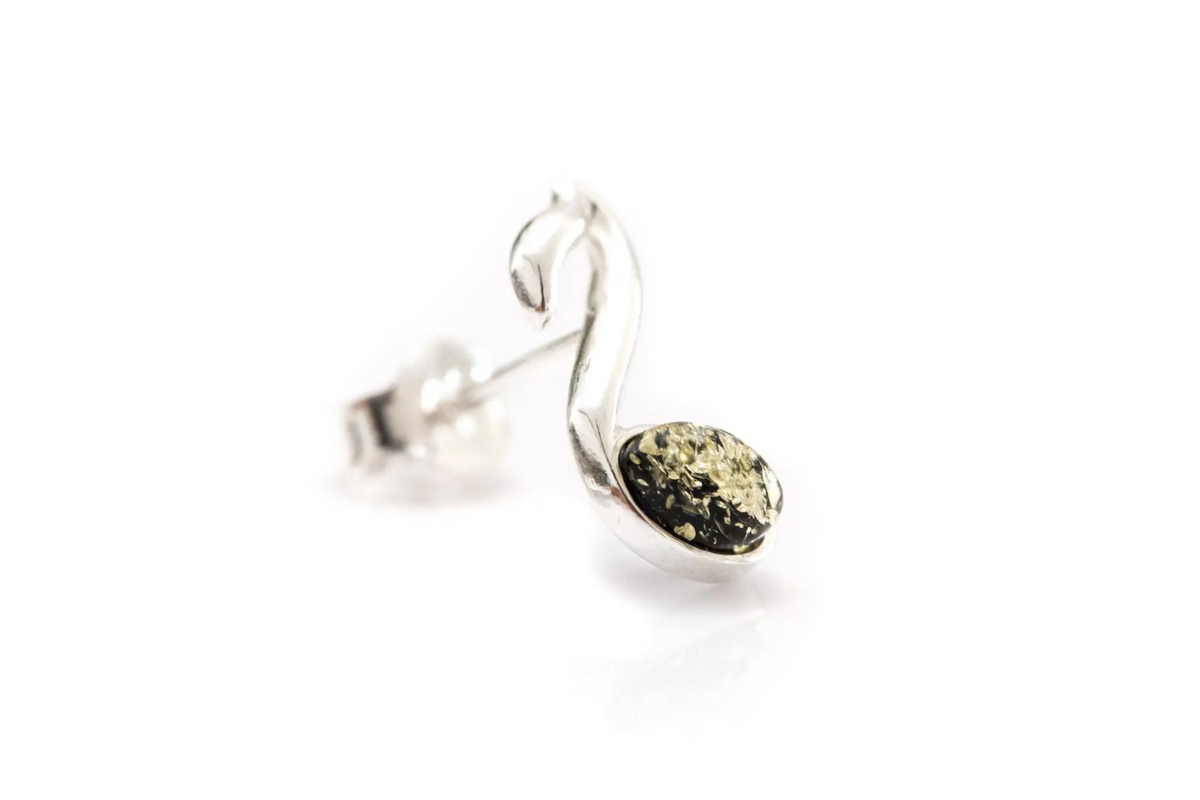 Green Music Note Stud Earrings