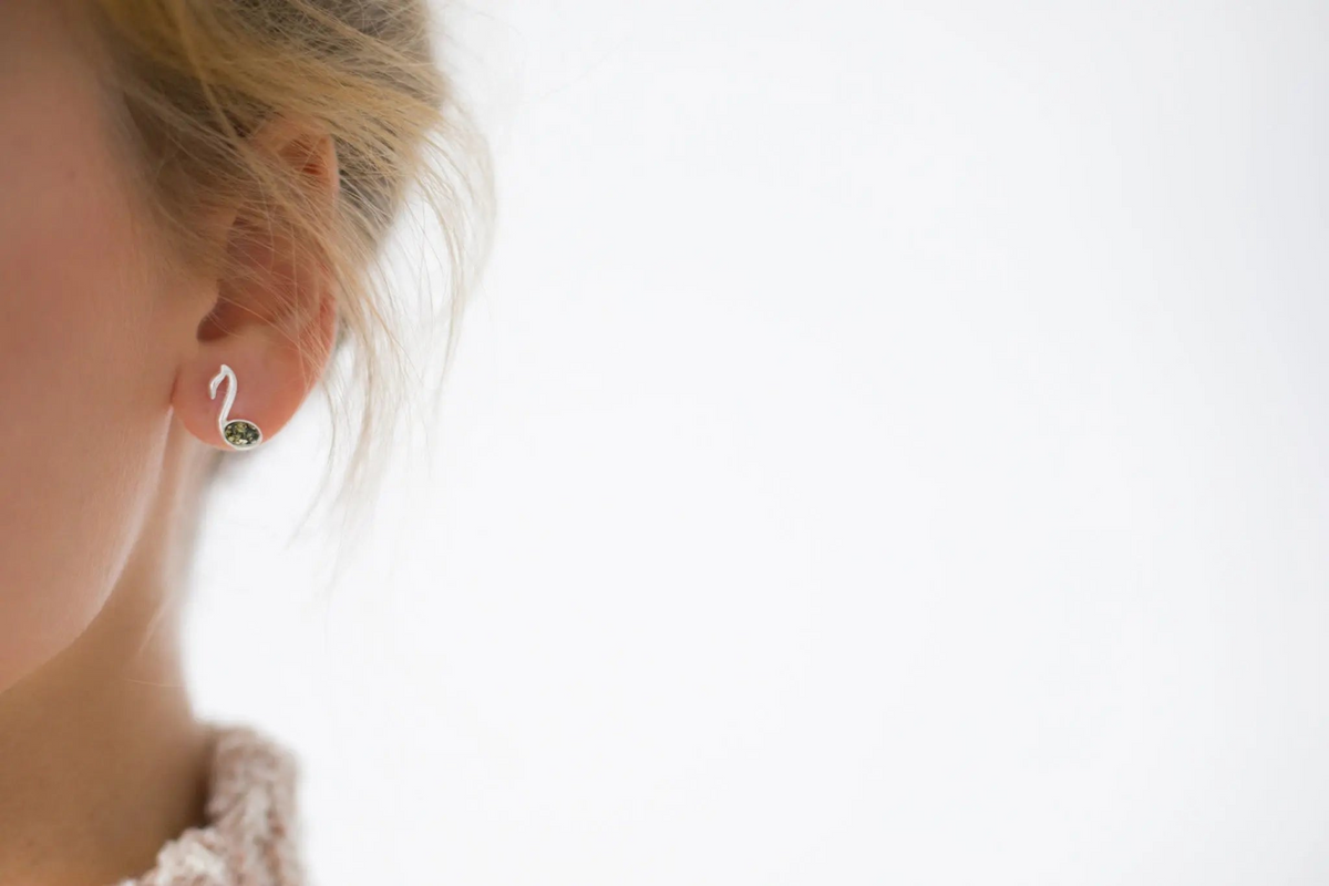 Green Music Note Stud Earrings