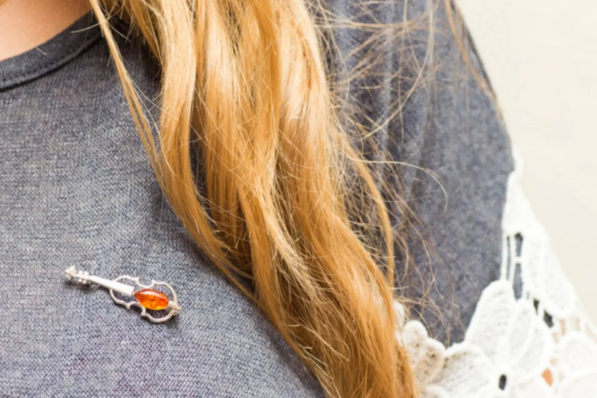 Classic Amber Violin Brooch