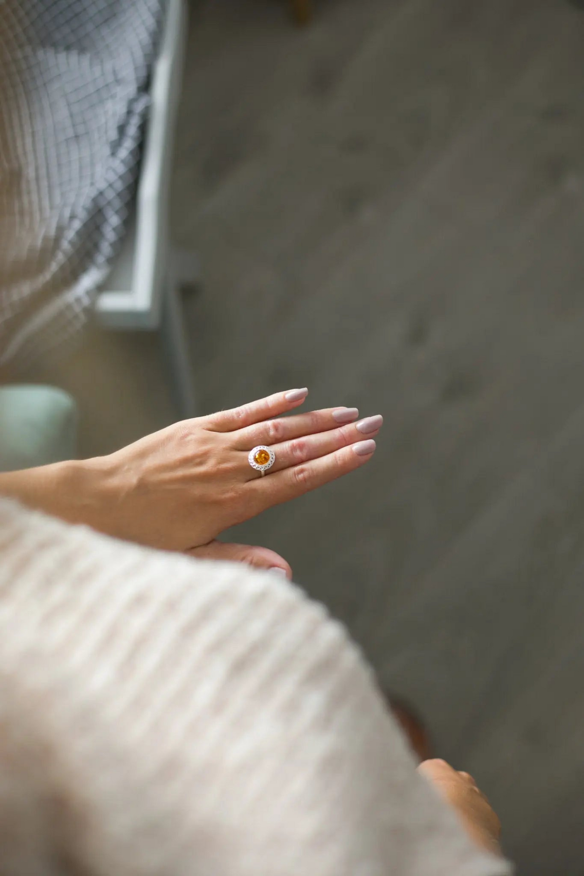 Amber Spiral Ring