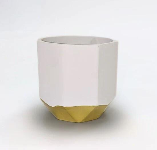 Small Ceramic Planter - White & Gold | M&W
