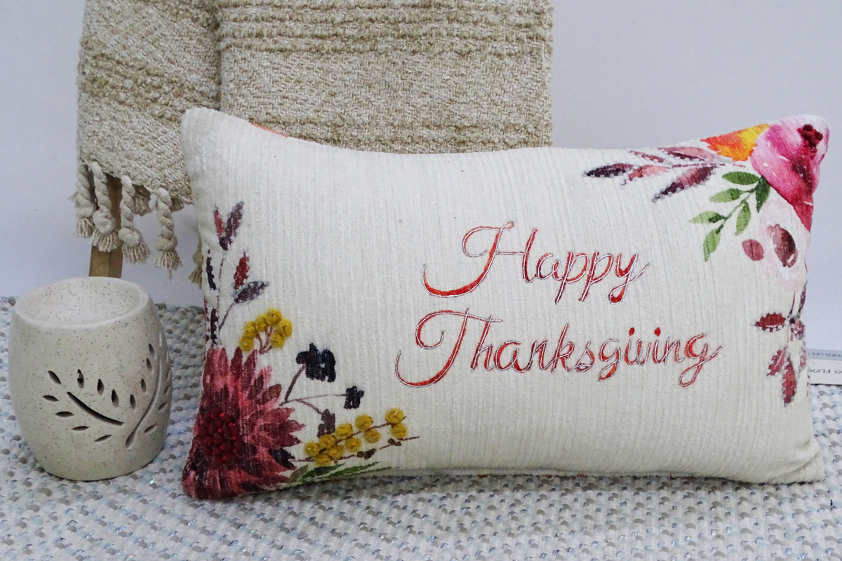Thanksgiving Throw Pillow with text 14"X24"