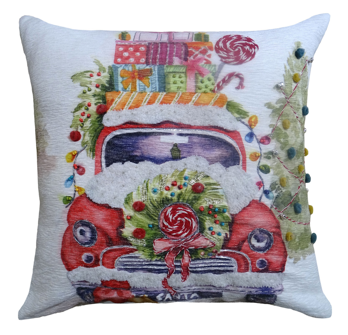 Christmas Embroidered Throw Pillow 20" x 20"