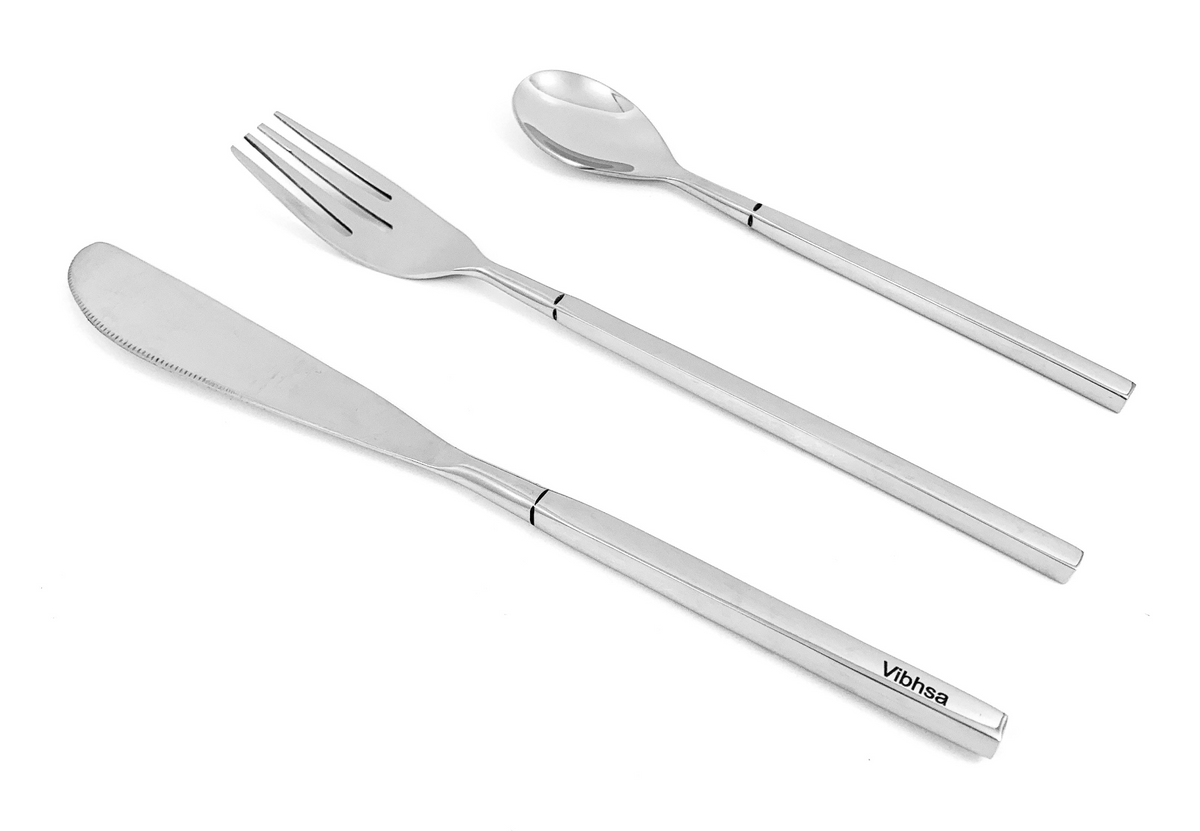 Vibhsa 18-PC Flatware Set (Dinner Knife, Dinner Fork, Dessert Spoon)