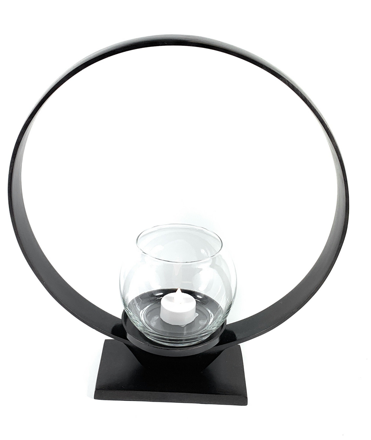 Ring Candle Holder Rustic Black
