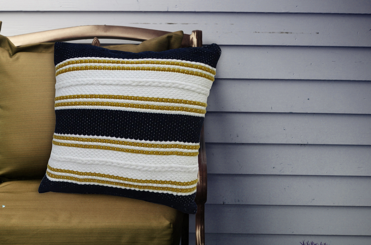 Blue 18"x18" Indoor Outdoor Pillow with Braid for sofa