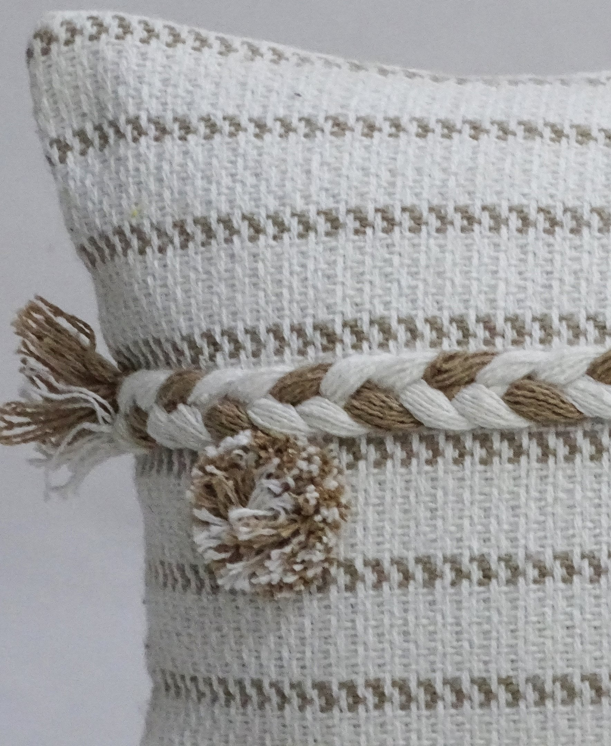 Handwoven 14" X 24" Throw Pillow with Poms