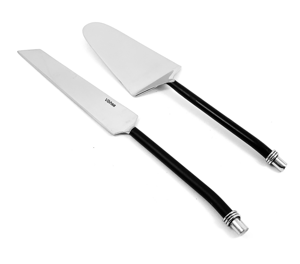 Cake Cutting & Serving Set (Black, Twisted Handle)