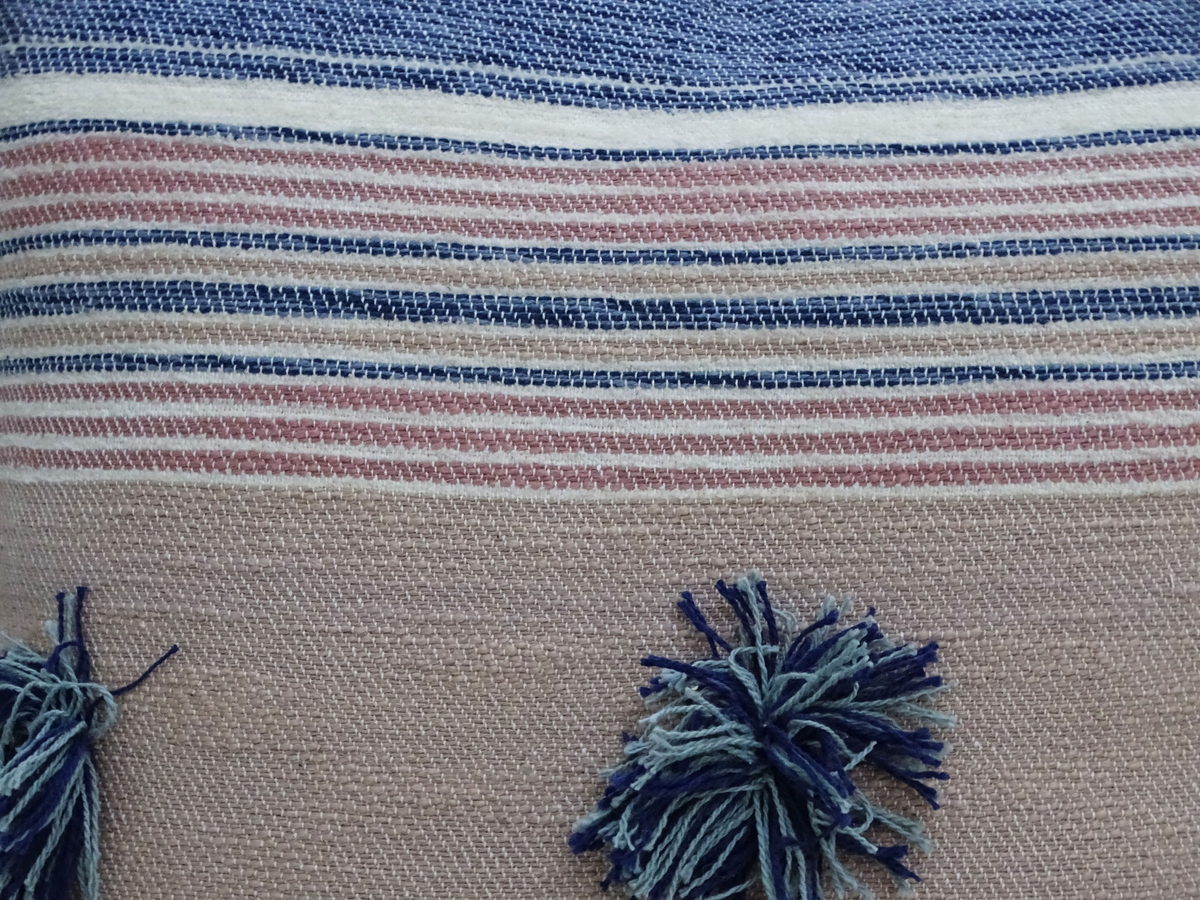 Throw Pillow with Tassels and Pom-Poms 20" x 20" Insert Included