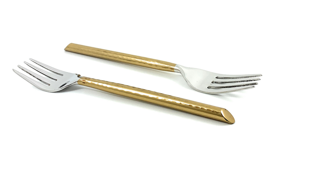 Dinner Forks Golden Stainless Steel Flatware Set of 6
