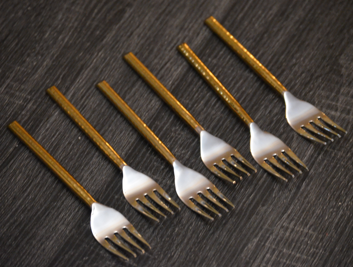 Dinner Forks Golden Stainless Steel Flatware Set of 6