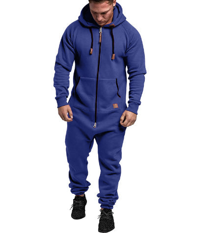 Men's hooded fleece jumpsuit