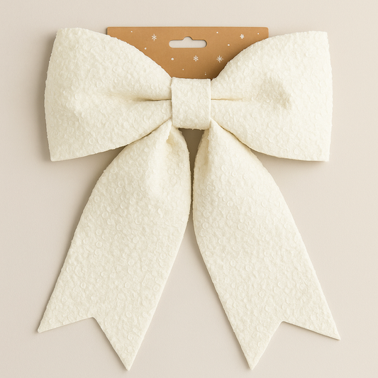 Large Cream Christmas Bow – Festive Decorative Bow for Tree, Wreath & Gifts