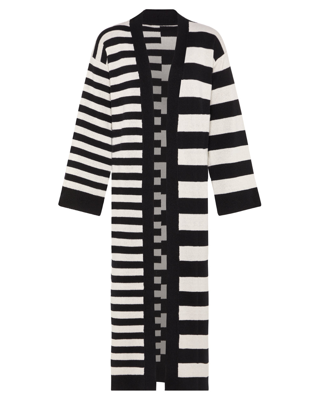 Multi-Striped Wool & Cashmere Knitted Cardigan Long