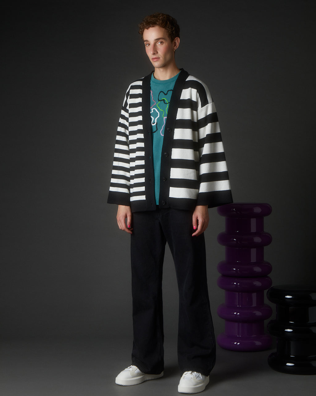Multi-Striped Wool & Cashmere Knitted Cardigan