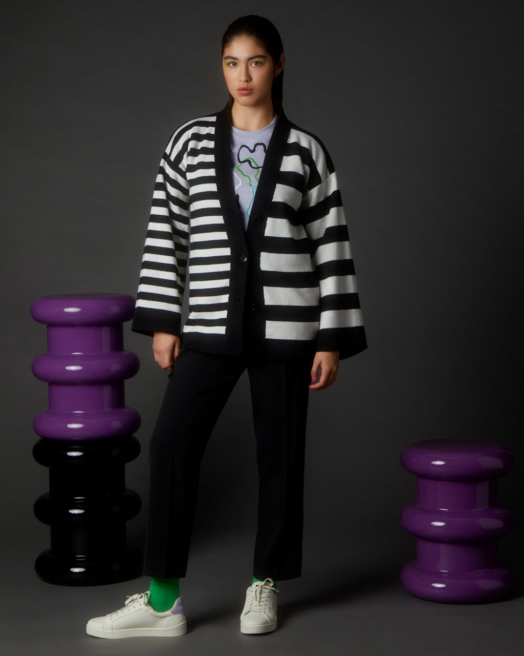 Multi-Striped Wool & Cashmere Knitted Cardigan