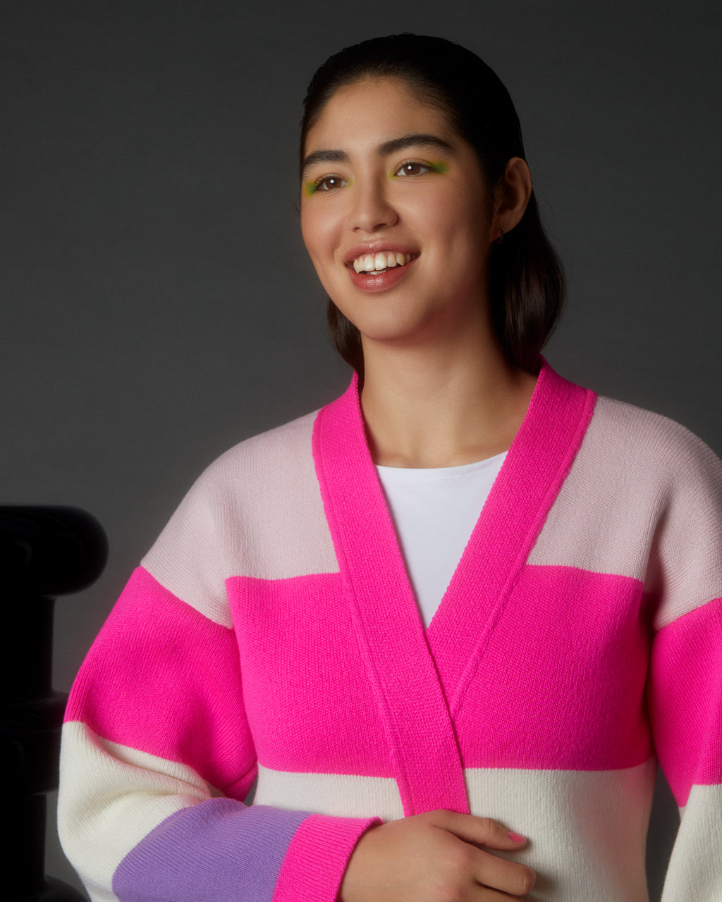 Multicolour Striped Cardigan Long Wool & Cashmere