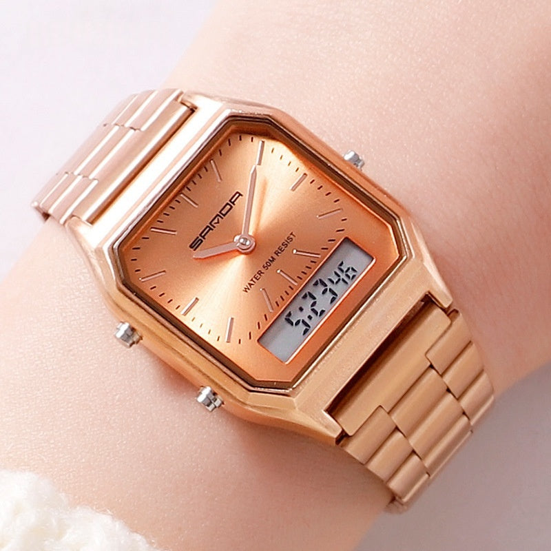 Mens Business Quartz Watch Simple Mens Wristwatch Dual Display