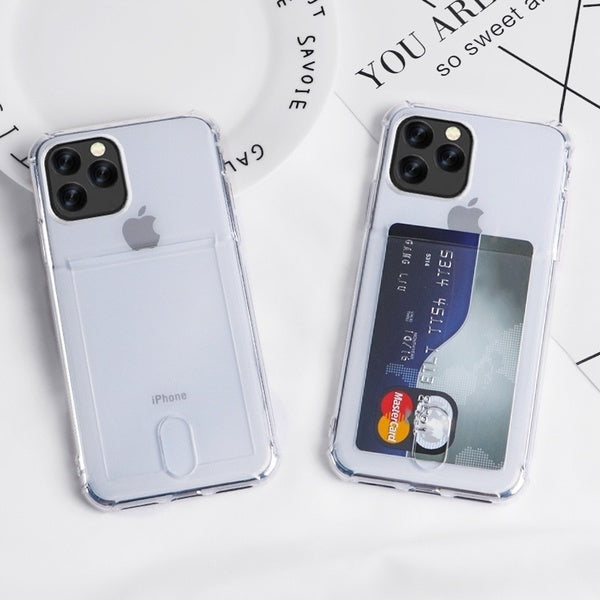 Soft TPU Clear Case With Card Slot - For iPhone 15 Pro