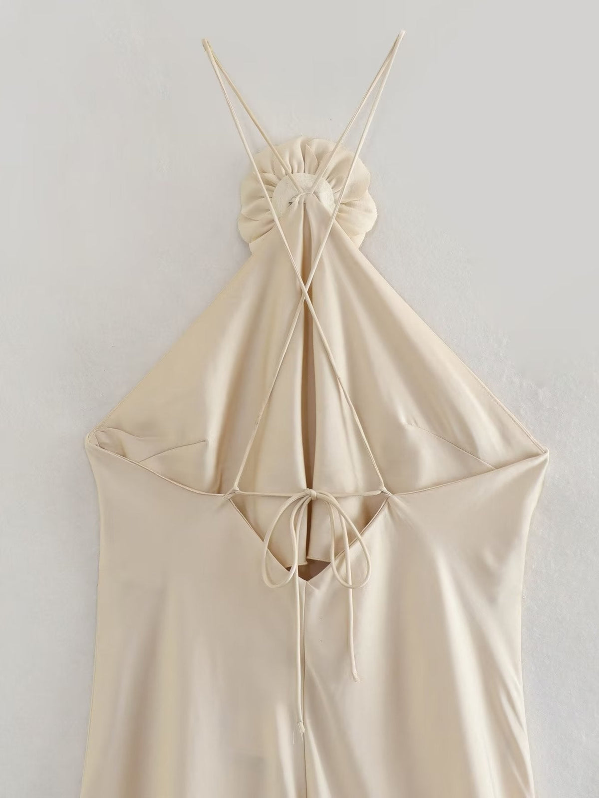 Summer Women Backless Applique Halter Spaghetti Straps Dress
