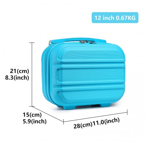 K1871-1L - Kono 12 Inch Lightweight Hard Shell ABS Vanity Case - Blue