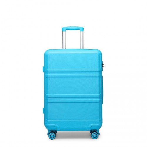 K1871-1L - Kono ABS 24 Inch Sculpted Horizontal Design Suitcase - Blue