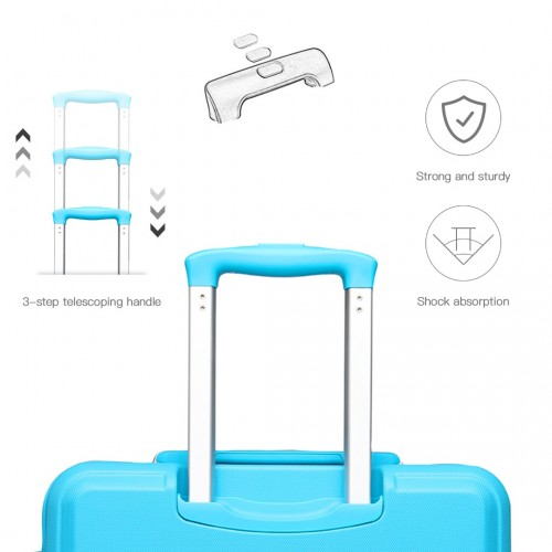 K1871-1L - Kono ABS 24 Inch Sculpted Horizontal Design Suitcase - Blue