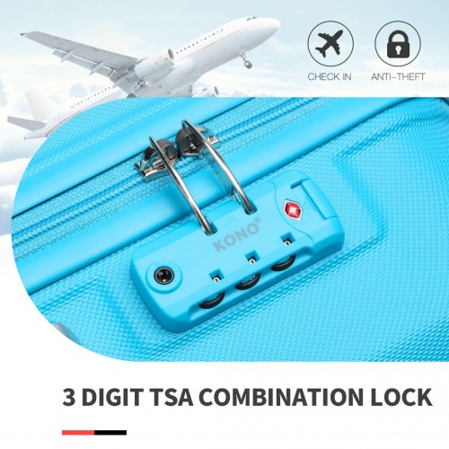 K1871-1L - Kono ABS 24 Inch Sculpted Horizontal Design Suitcase - Blue