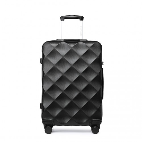K2395L - British Traveller 24 Inch Ultralight ABS And Polycarbonate Bumpy Diamond Suitcase With TSA Lock - Black