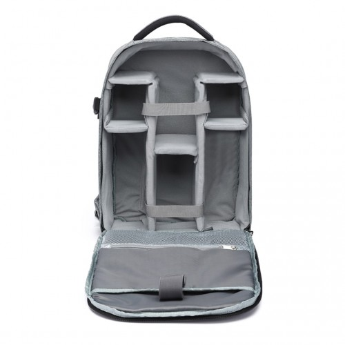 E6928 - Kono Water Resistant Shockproof DSLR Camera Backpack - Light Grey