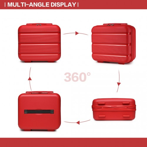 K2092L - Kono 14 Inch Bright Hard Shell PP Vanity Case - Red