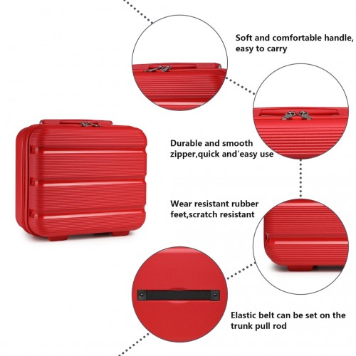 K2092L - Kono 14 Inch Bright Hard Shell PP Vanity Case - Red